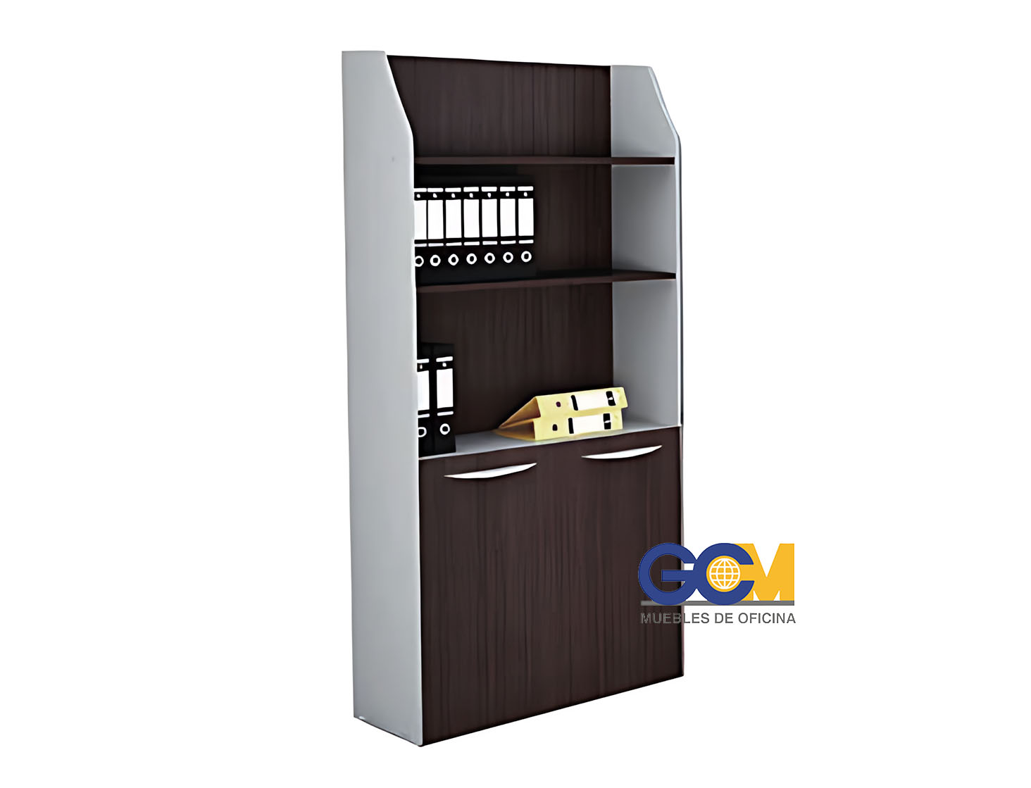 LIBRERO COMPLETO MARCA GCM C/PUERTAS INFERIORES Y CERRADURA