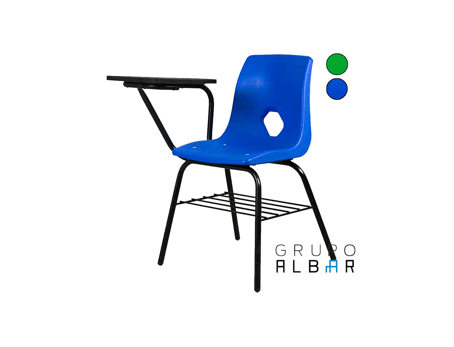 SILLA PLASTICA TIPO CONCHA CON PALETA PL-11 ALBAR