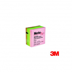 CUBO DE NOTAS ADHESIVAS NEON 3"X3" 400 HOJAS NOTEFIX NF4-N 3M