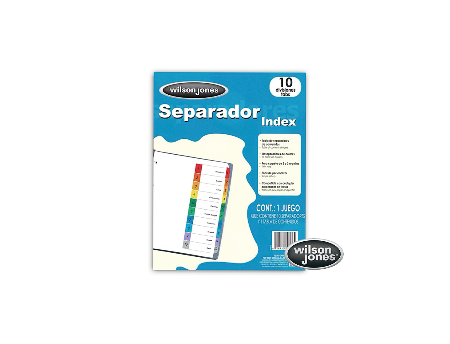 SEPARADOR INDEX 10 PIEZAS P1365 WILSON JONES