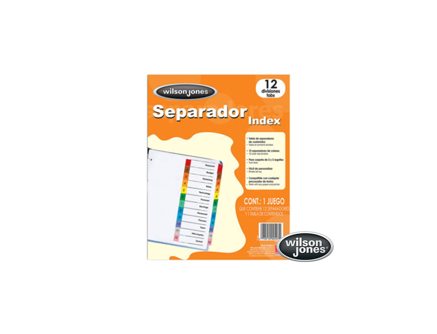 SEPARADOR INDEX 12 PIEZAS P1348  WILSON JONES