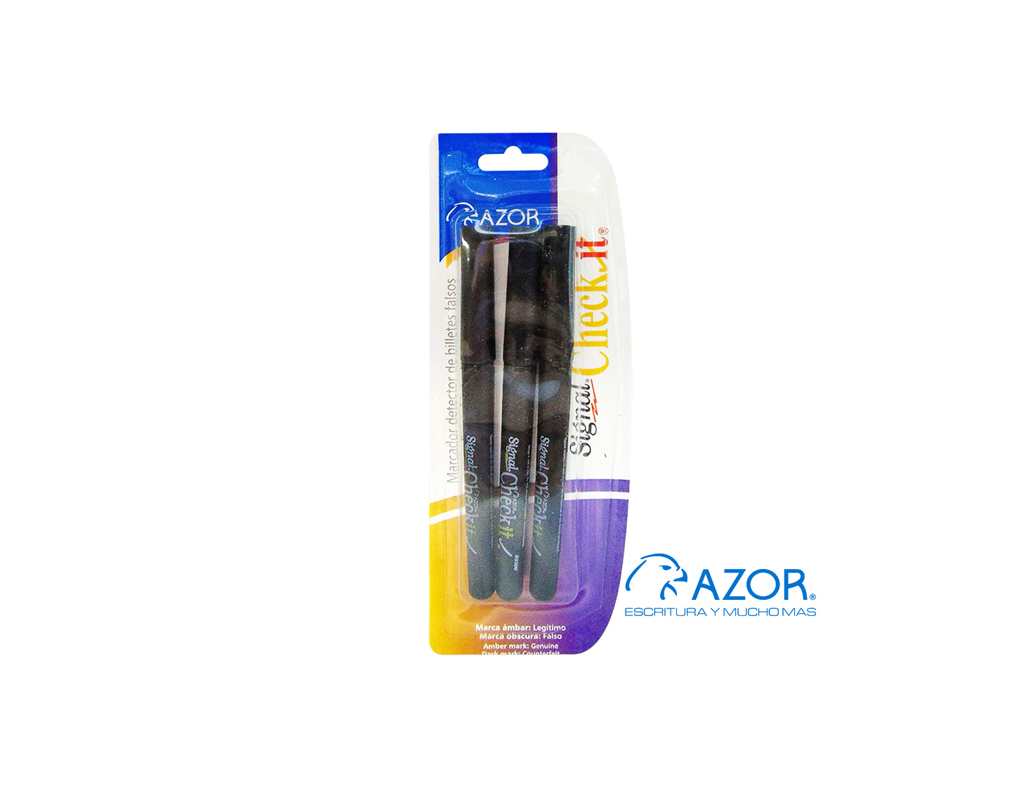 MARCADOR DETECTOR DE BILLETTES FALSOS CHECK IT 3 PIEZAS AZOR