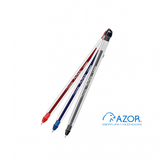 BOLIGRAFO PINPOINT 1.0M MEDIANO AZUL/NEGRO/ROJO CON TAPA 12 PIEZAS AZOR