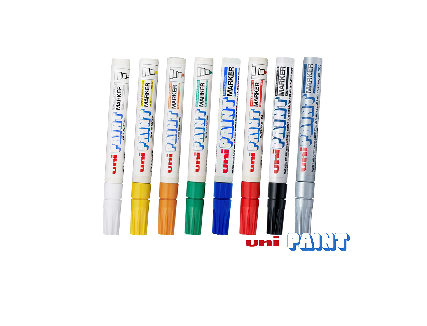 MARCADOR PARA METAL PX20 PERMANENTE BLANCO/AMARILLO/AZUL/ROJO/NEGRO CJA C/12 PZS