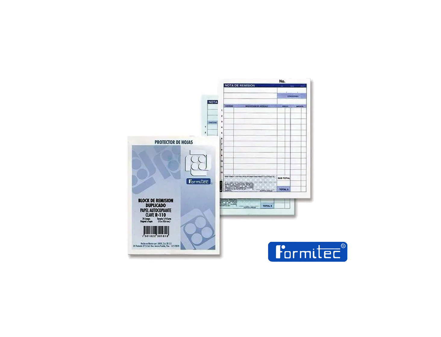 REMISION 1/4 DE CARTA AUTOCOPIANTE 50 HOJAS 10 BLOCKS  R-110 FORMITEC