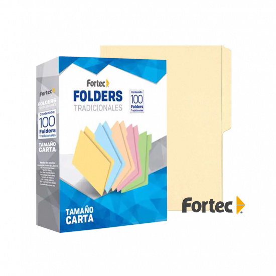 FOLDER TAMAÑO OFICIO COLOR CREMA 100 PIEZAS FORTEC