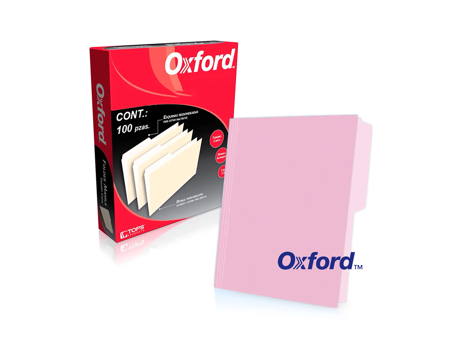 FOLDER ROSA CLARO TAMAÑO CARTA 100 PIEZAS OXFORD