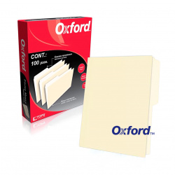 FOLDER COLOR CREMA TAMAÑO OFICIO 100 PIEZAS OXFORD