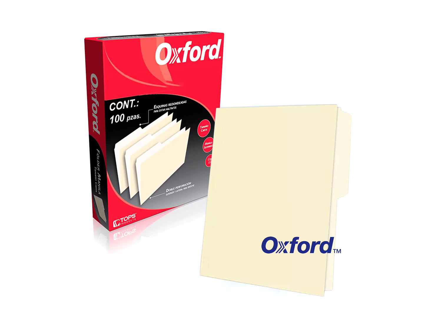 FOLDER COLOR CREMA TAMAÑO OFICIO 100 PIEZAS OXFORD