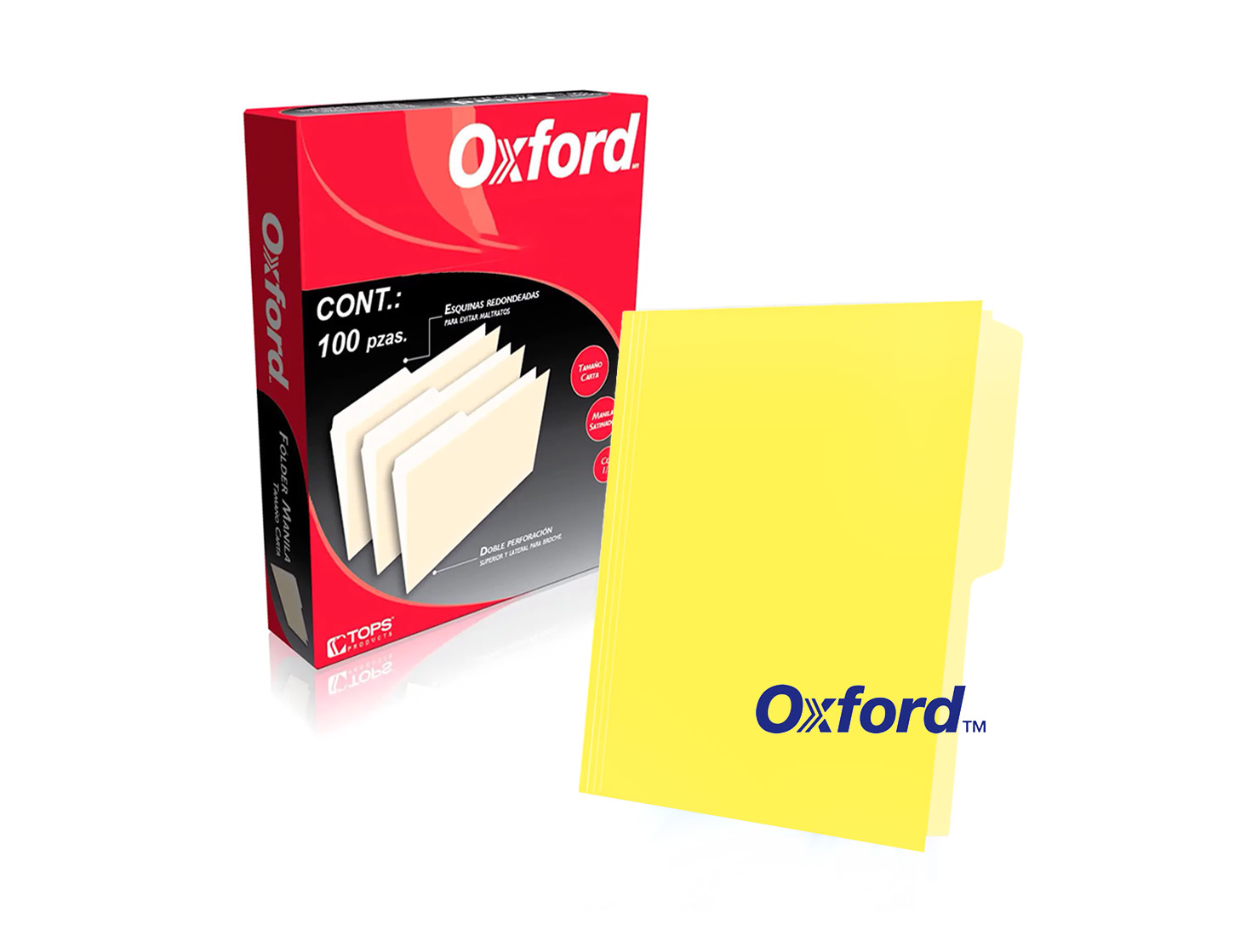 FOLDER AMARILLO CLARO TAMAÑO CARTA 100 PIEZAS OXFORD