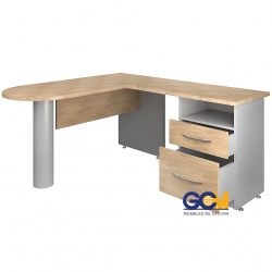 CONJUNTO EJECUTIVO DE MELAMINA G18 140X60CM RECTANGULAR ROBLE/GRIS