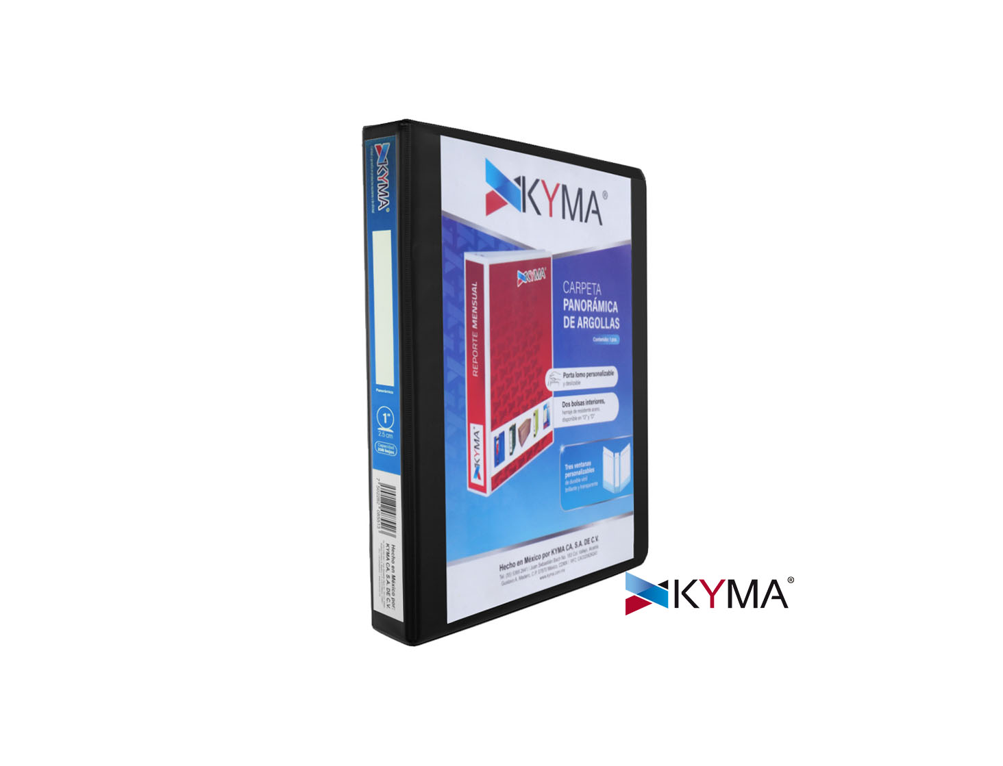 CARPPETA DE VINIL KYMA ESQUELA O 1" NEGRA