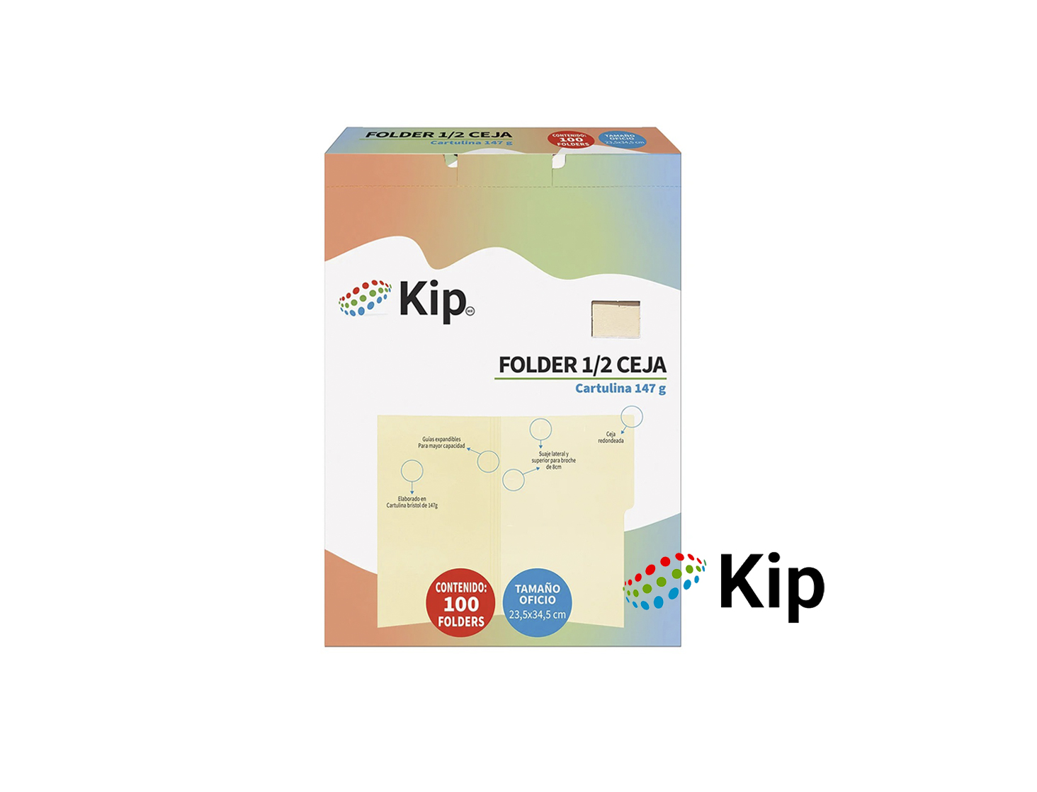 FOLDER TAMA&Ntilde;O OFICIO CREMA 100 PIEZAS KIP