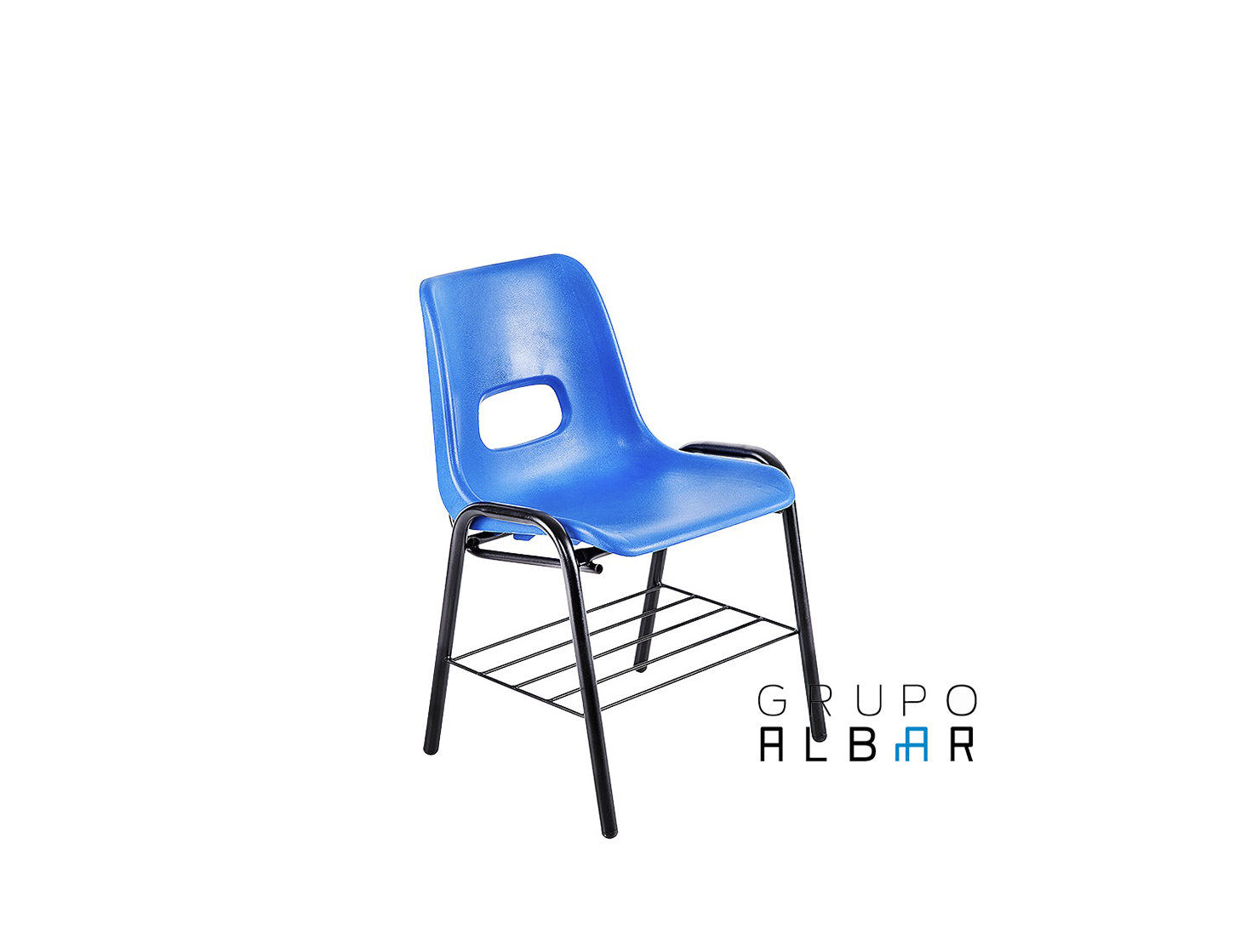 SILLA ESCOLAR PLASTICA AZUL TIPO CONCHA PL-13 ALBAR